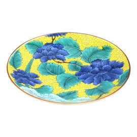 Kutani Ware Blue Suburban Kiln No. 5 Plate, Peony in Old Kutani Seotepo MC-503