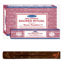 Original Satya Nag Champa Sacred Ritual Incense Sticks | with M&J incense sticks holder | Full Box | for Aromatherapy, Spa, Yoga, Weddings, Meditation, Healing, Positivity and Relaxation