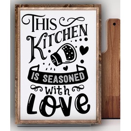 Sawfish® Kitchen is Seasoned with Love Funny Decoration Metal Sign Retro Vintage Wall Plaque Pub Shed Bar Office Man Cave Home Bedroom Dining Room