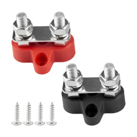 LKAHG Car Bus Bar, 2PCS 12V-48V Dual Studs M8 Vehicle Battery Power Distribution Block, Insulated Positive & Negative Automotive Battery Wire Terminal Block Busbar, Universal for Most Cars