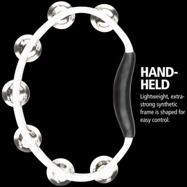 Meinl Percussion Headliner Hand Tambourine - 1 Row Tambourine - With Curved Handle - ABS Plastic / Steel, White / Silver (HTWH)