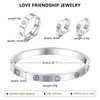 3 Pcs Gold Hoop Earrings Bracelets Ring Sets for Women-Silver