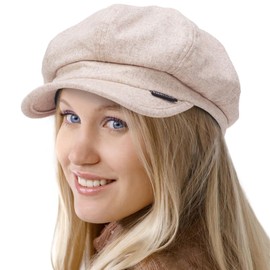 Ruphedy Womens Octagonal Newsboy Hats Vintage Wool 8 Panels Cabbie Beret Cap (Khaki)