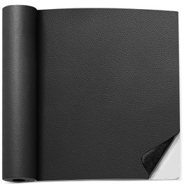SiiRo 16 X 40 inch Self Adhesive Leather Repair Patch, Black Leather Repair Tape for Furniture, Adhesive Leather Patch for Car Seat Repair, Leather Repair Kit for Couch (Black)