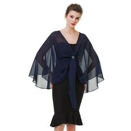 Chiffon Scarf Shawl Warp for Women Bridal Wedding Evening Dress Summer Tops Bridesmaids Party 25 Colors Midnight Blue