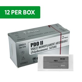 Oasis PDO (Polydioxanone) Surgical Suture, 3-0, (CT-2) 1/2 26mm Round Bodied Needle, 75cm, 12/Box, Veterinary Use