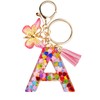OSDUE Fashion Alphabet Initial Letter Keychain, Women Tassel Butterfly Pink