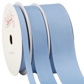 Zofrud 3 Rolls French Blue Grosgrain Ribbon Pack 1/4" x 10Yds, 5/8" x 10Yds, 1" x 10Yds, 30 Yards Total - Ideal for Sewing, Gift Wrapping, Crafts and Wedding Decoration