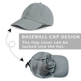 Solaris Sun Hats for Men with Ear Neck Flap Cover UPF 50+ UV Protection Baseball Cap for Safari, Hiking, Fishing, Outdoor Adventures #5 Gray