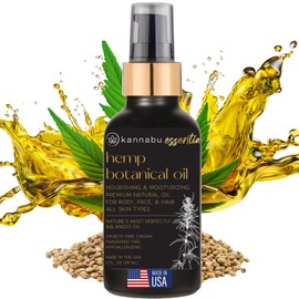 Kannabu Essentia Hemp Botanical Oil for Skin, Hair, Nails & Body | All Natural Vitamin E | Pure Omegas | Cold-Pressed Hemp Seeds | Vegan Non-GMO Cruelty-Free (2 Fl Oz - Pack of 1)