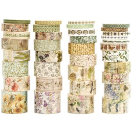 Songdao 36 Rolls Vintage Washi Tape Pack Retro Arts Adhesive Tapes Wide Chronicle Decorative Masking Tape Sets for Craft, Kids, Scrapbook, DIY, Gift Wrapping (Forest Praise)