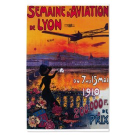 Lantern Press 16x24 Inch Giclee Print, Semaine d' Aviation De Lyon, Vintage Poster