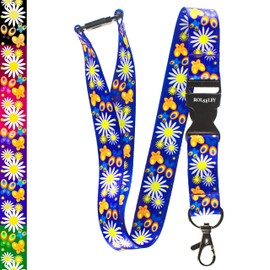 Rolseley Lanyard neck strap Daisy for id badge holder with metal clip (1 Blue)