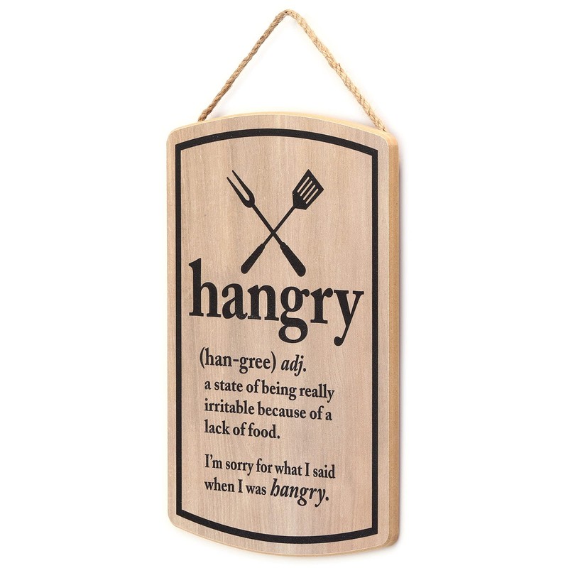 Hangry Definition Wood Wall Decor - Funny Hanging Sign for