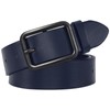 WERFORU Women Classic Navy Blue Leather Belt With Square Black