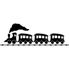 Cute Steam Train Fun Kid's Decal Wall Sticker Nursery Décor - Railway (20cm x 6.5cm, Black)