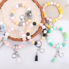 Animals Beaded Silicone Bracelet Wristlet Keychain, Cat Dog Elephant Lamb