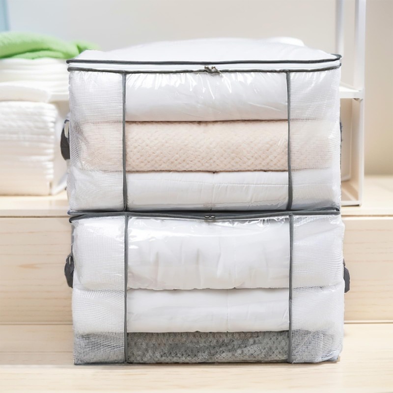 80L Clothes Storage Bags, 4 Pack Large Clear Capacity Clothes