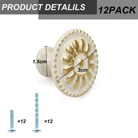 atopo Pack of 12 Drawer Knobs, Round Cabinet Handle, Door Handle with 2 Size Screws for Furniture, Dresser, Wardrobe, Perfect for Kitchen, Bathroom, Bedroom (White)
