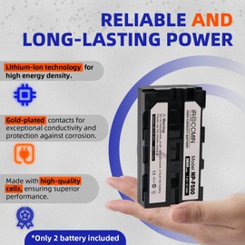 iROCCMIN 2Pcs NP-F550 Battery,3800mAh Battery Compatible with CCD-SC5, CCD-SC55, CD-SC65, CCD-7R910, CD-TR917, CCD-TRV120, DCR-VX2000, DCR-VX2100, DCR-VX2100E, DCR-VX2200E, HDR-FX1 & More