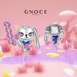 GNOCE Lovely Rabbit Charms Playful Cat with Bikini & Bunny Cheerleader Charms Fit Bracelet/Necklace For Women Mother's Day Gift For Sports (Bunny)