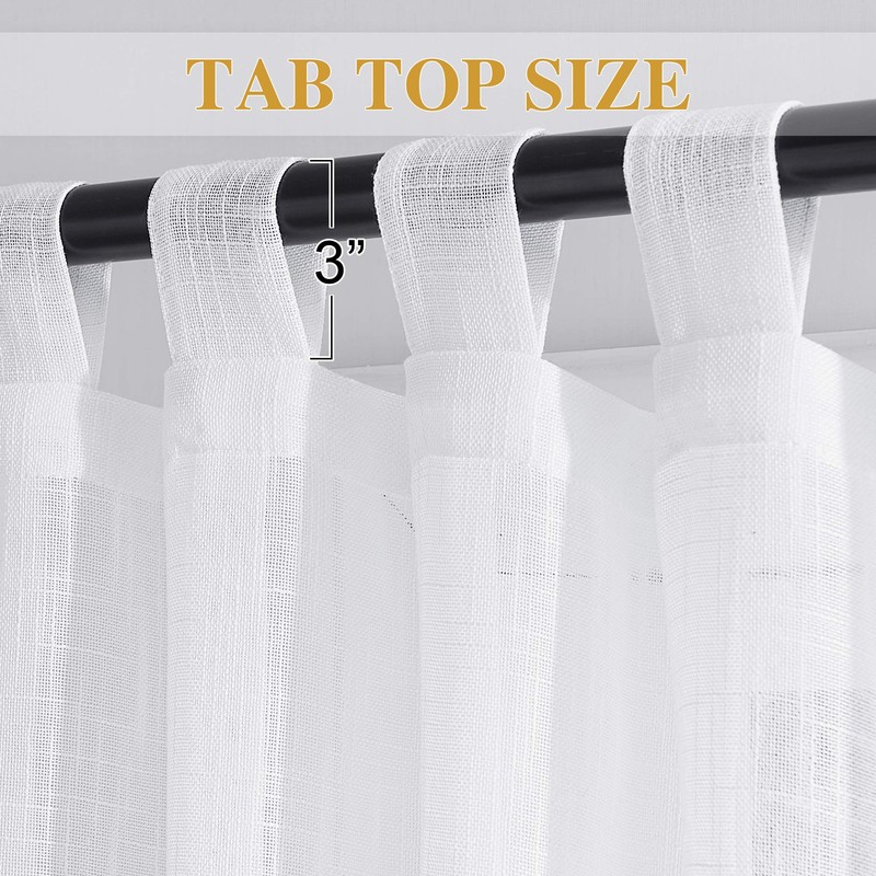 RYB HOME White Sheer Curtains for Living Room Privacy Semi