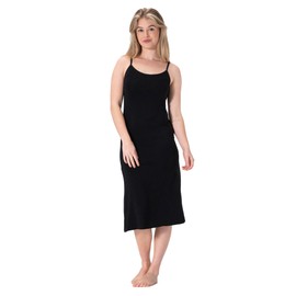 BestSale247 Women's Sexy Underdress with Adjustable Straps Underskirts Nightdress Sleepwear, Black (black long)