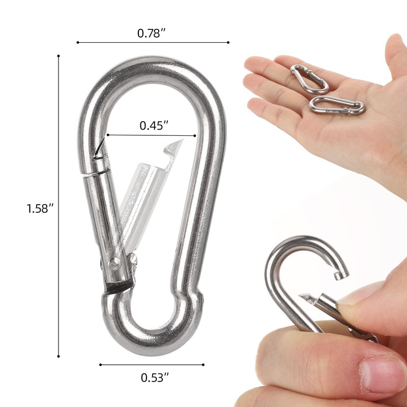 50PCS 1.57 inch Small Clip, 304 Stainless Steel Spring Snap