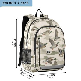 AEZODI Wild Duck on Camouflage Backpack for Boys Girls Students Bookbag School Daypack