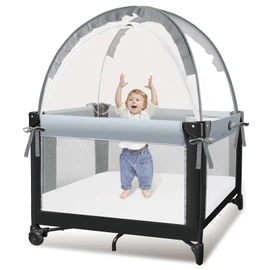 Crib Tent - Crib Net to Keep Baby in, Stop Baby from Climbing Out of Crib, Pop Up Crib Tent with Durable Breathable Net Double Zipper Strong Rods Installation Convenience