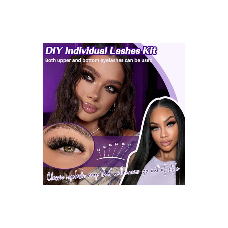 B&Q Fluffy Lash Clusters Kit 100D+200D Dramatic Eyelash Clusters Kit