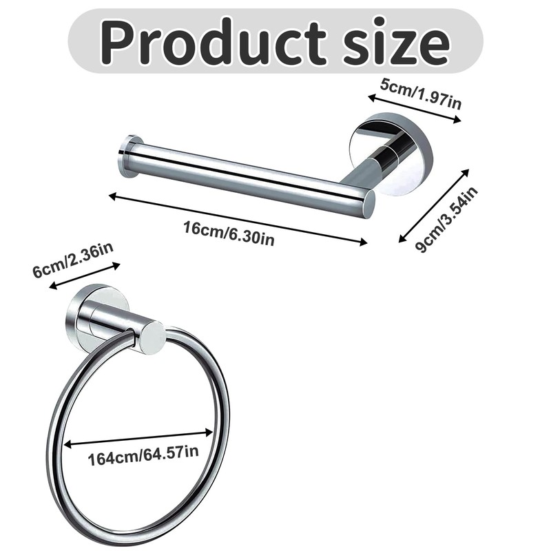 Stainless Steel Toilet Roll & Towel Holder Set – Wall-Mounted
