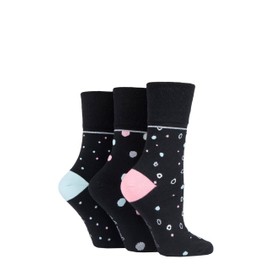 SOCK SHOP GENTLE GRIP Non-Binding Cotton Crew Socks 3pr Womens 4-8UK Mod Dots