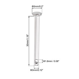 sourcing map Single Hole Clevis Pins - 3mm X 30mm Flat Head 304 Stainless Steel Link Hinge Pin 4Pcs