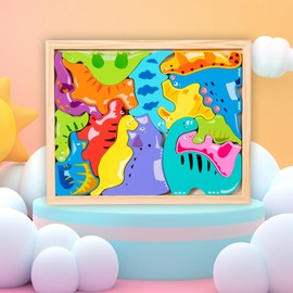 Wooden Puzzle, Mold Puzzle, Brain Training, Montessori, Educational Toy, 5 Types Series, Marine Animals, Vehicles, Dinosaurs, Farm Animals, Forest Animals, Fingertip Play, Wooden Jigsaw Puzzle, For
