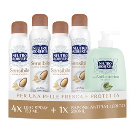Deodorante dermatologico dalla delicata protezione Deodorante, garantisce gentilezza sulla pelle sensibile fino a 48 ore. Sapone Liquido per le mani effetto antibatterico 200ml