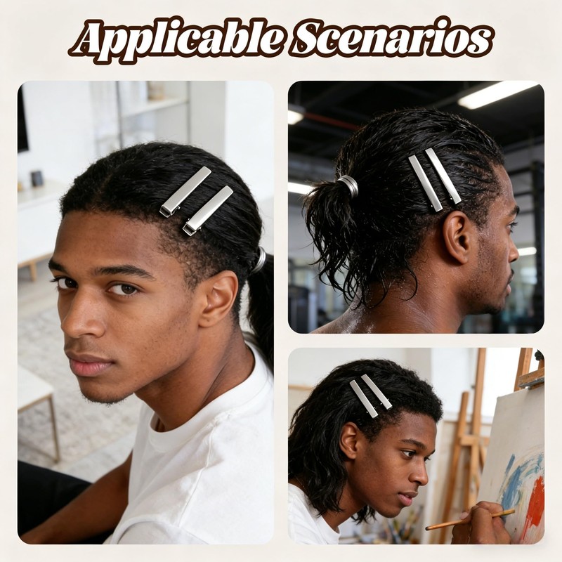 Hair Clips for Men Men's Hair Clip 10pk Silver Non
