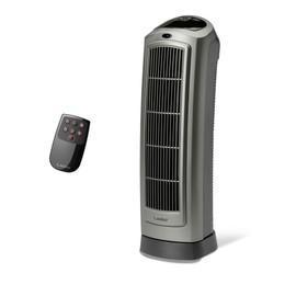 Lasko Portable Oscillating Ceramic Space Heater Tower with Digital Display, Remote Control, 2 Heat Settings and 8 Hour Timer, Gray