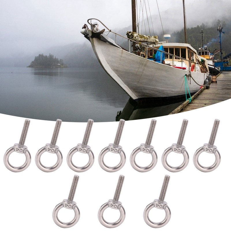 10Pcs Eye Bolt 304 Stainless Steel Lifting Round Ring Screw