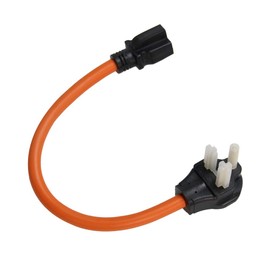 PLIS 6-50P to 6-15R/6-20R RV/Range/Generator Extension Cord,Welder Power Adapter Plug,Orange T Blade,50Amp,250V,1.5FT