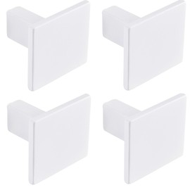 Gedotec Designer Furniture Knobs Made of Solid Metal – White Matt | Set of 4 Cabinet Handles Modern | Rock | Cabinet Knob in Classic Look | Design Knob - 28 x 28 mm | Furniture Knob Including M4 x 25