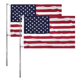 Homissor 2 Packs American Flag 2x3 Ft for Classroom with Portable Flag Pole Telescoping 51'' Flagpole Kit US Flags USA Banner with Flagpole Clips and Carabiners