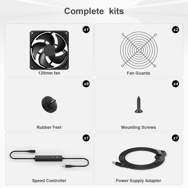upHere Big Airflow 4 x 120mm x 25mm Computer Fan