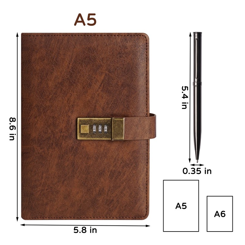 WEMATE Diary with Lock, A5 Journal with Lock 240 Pages,
