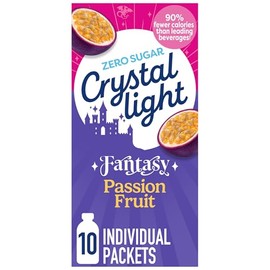 Crystal Light Drink Mix, 10 Individual Packets, Hydration for Book Lovers and Fantasy Readers, Passion Fruit Artificial Flavor, Zero Sugar, No Artificial Dyes, 0.12 oz