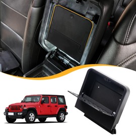 RERPRO One Touch Hidden Center Console Storage Organizer Box Compatible with 2018-2024 2025 2026 Jeep Wrangler JL 4XE Gladiator JT Interior Accessories Armrest Privacy Compartment Secret Tray