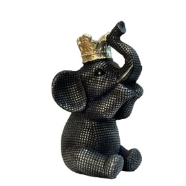 Etlemonde Elephant Statue for Home Decor Cute Black Elephant with Crown Decorations Elephant Gifts for Women for Living Room and Office Decor