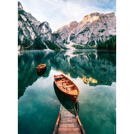 Puzzles Nathan 4005556872893 500 Piece Jigsaw Puzzle - The Boats of Lake Braies, Italy Adult