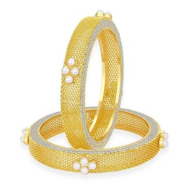 Efulgenz Indian Bollywood Traditional Ethnic Gold Plated Pearl Studded Bracelets Bangle Set Wedding Jewelry For Women