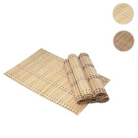 HWC-C13 6-Piece Place Mat Table Mat Bamboo Washable 45 x 30 cm Light Brown